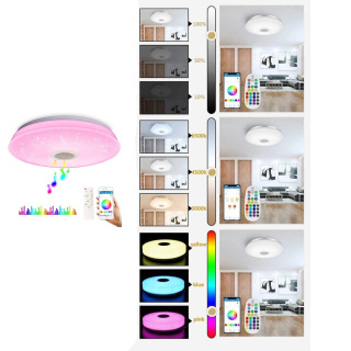 Lampa sufitowa LED NICETAI 24W Głośnik Bluetooth Pilot APP