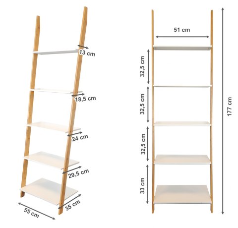 Regał drabina 5 półek MDF bambus ModernHome