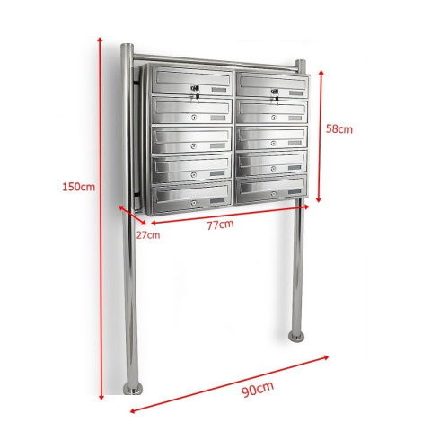SKRZYNKA POCZTOWA LOKATORSKA 2x5 METALLIC STAL NIERDZEWNA