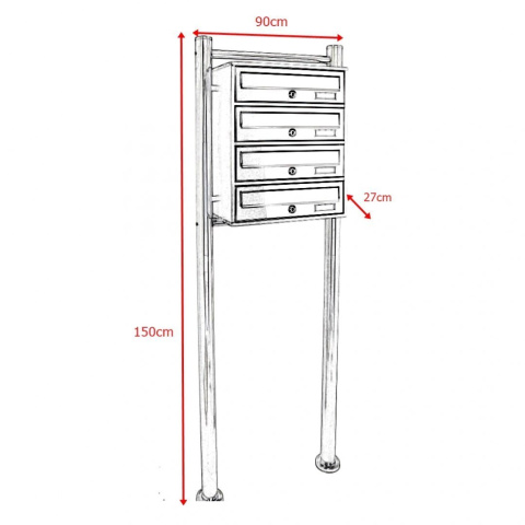 SKRZYNKA POCZTOWA LOKATORSKA 4 METALLIC STAL NIERDZEWNA