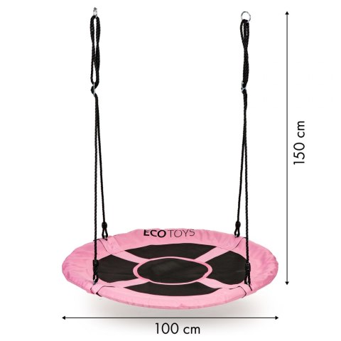 Huśtawka ogrodowa bocianie gniazdo 100cm ECOTOYS różowa