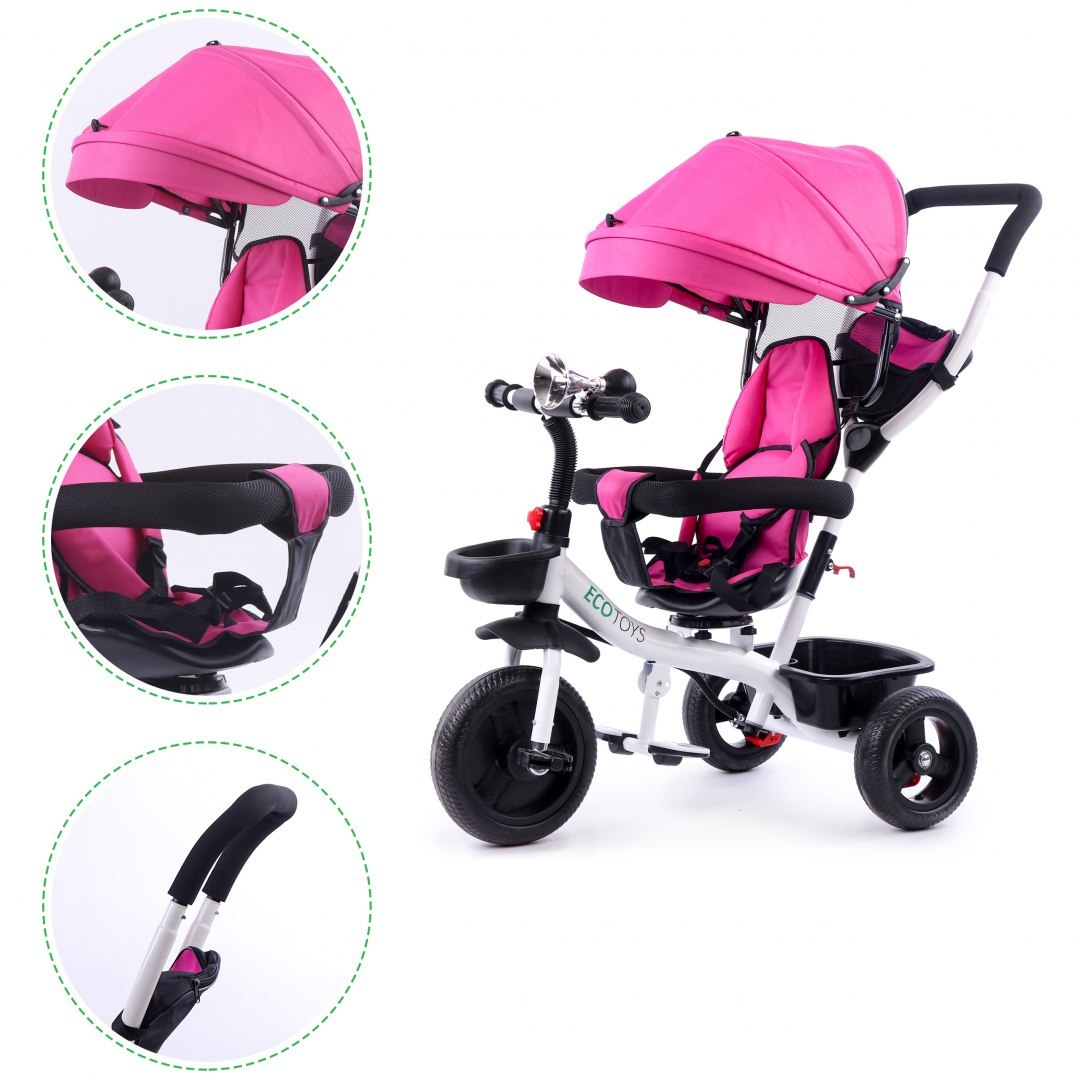 Rower trójkołowy wózek obracane siedzisko Pink Ecotoys