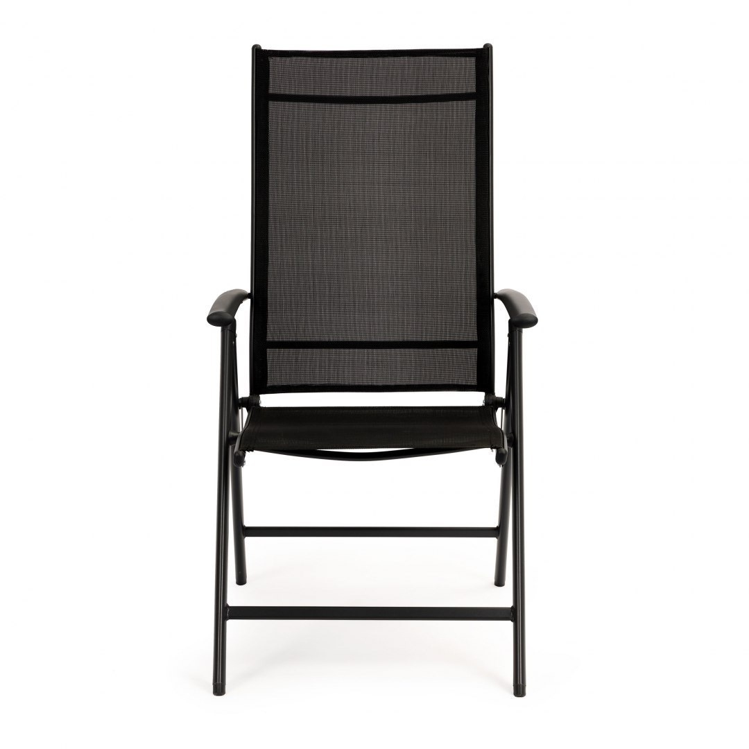 Komplet krzeseł ogrodowych 4 szt regulowane metalowe krzesło - Czarne