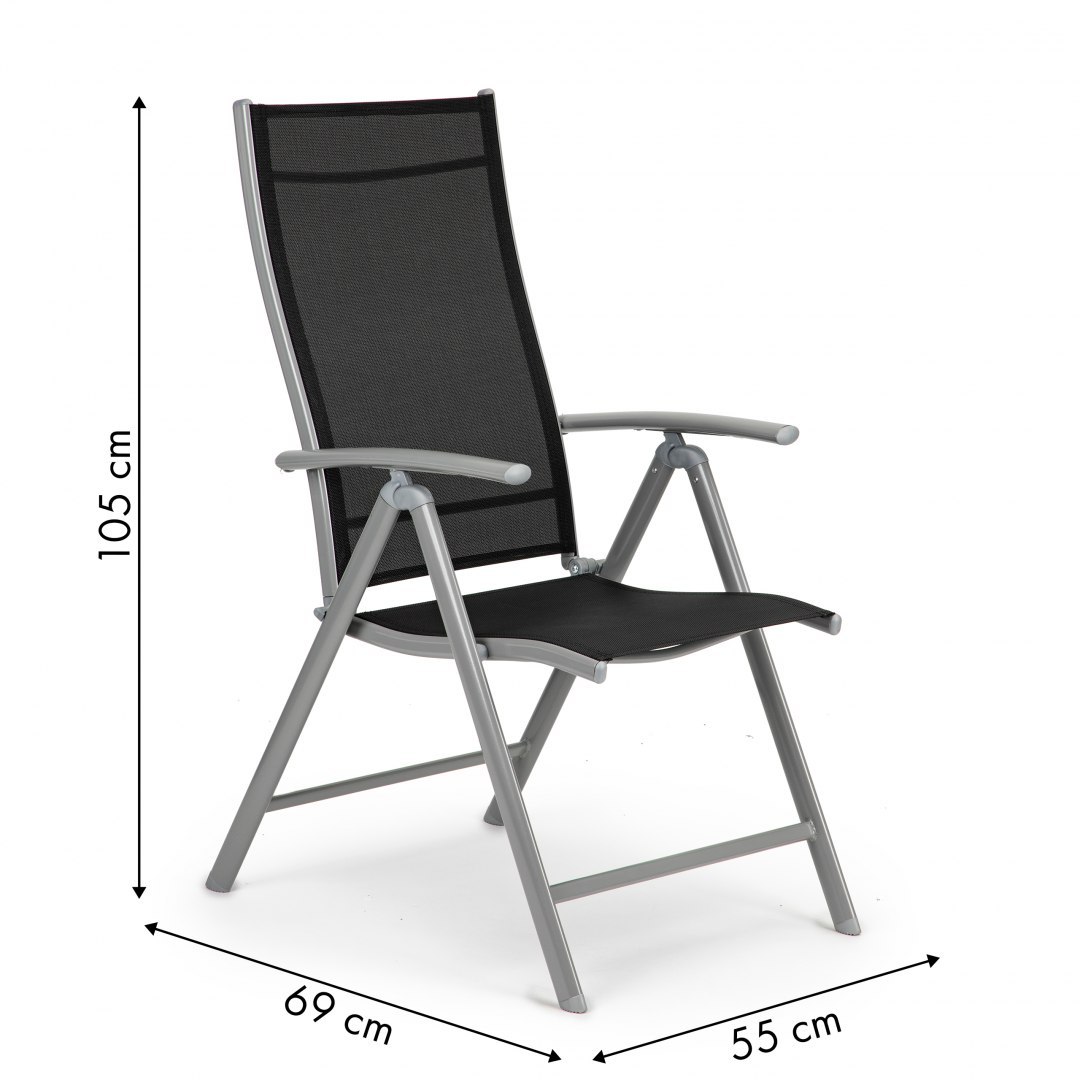 Komplet krzeseł ogrodowych 8 szt regulowane - Srebne
