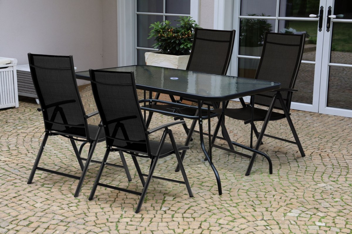 Komplet ogrodowy stół szklany + 6 krzeseł zestaw dla 6 osób