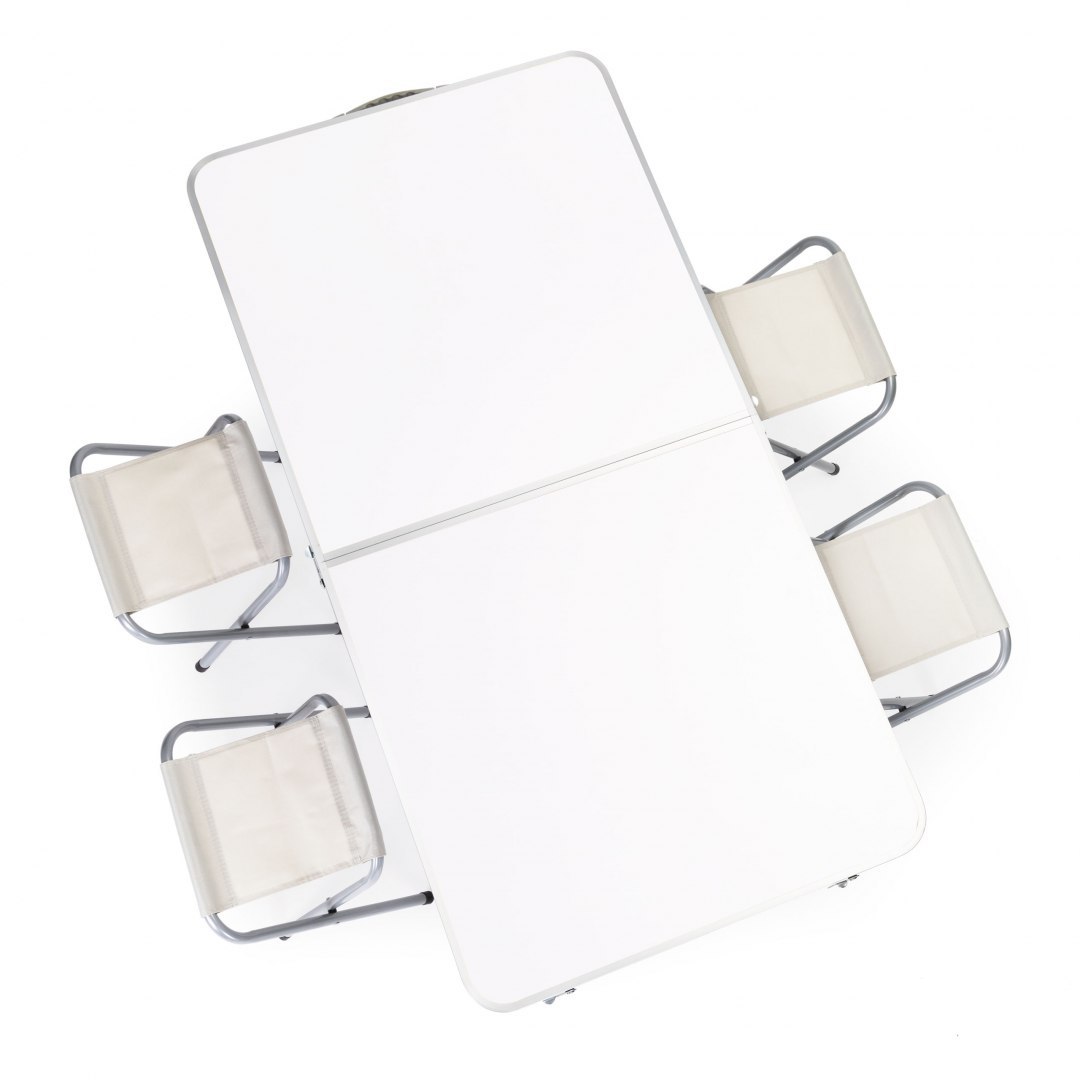 Stolik turystyczny stół składany zestaw 4 krzesła Biały