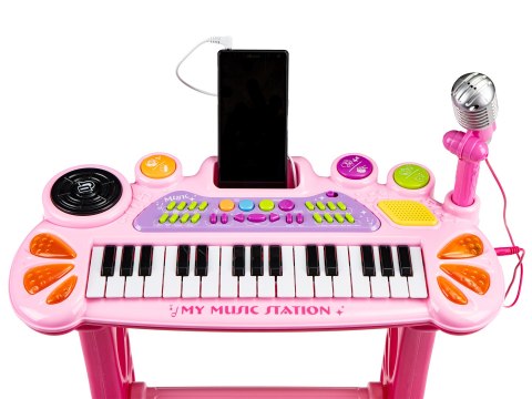 Keyboard organki pianinko z mikrofonem mp3 różowe