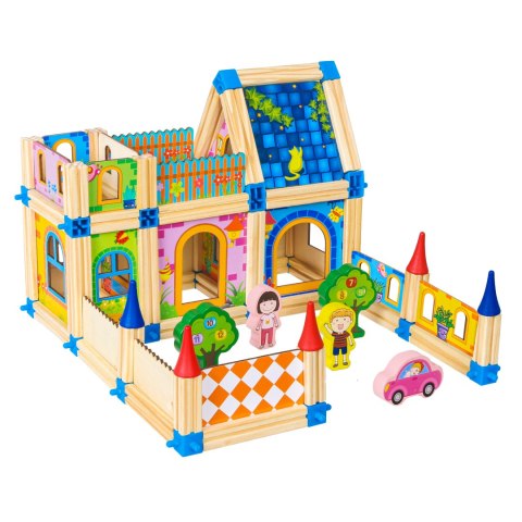 Drewniane klocki konstrukcyjne budowanie domek 6w1 ECOTOYS