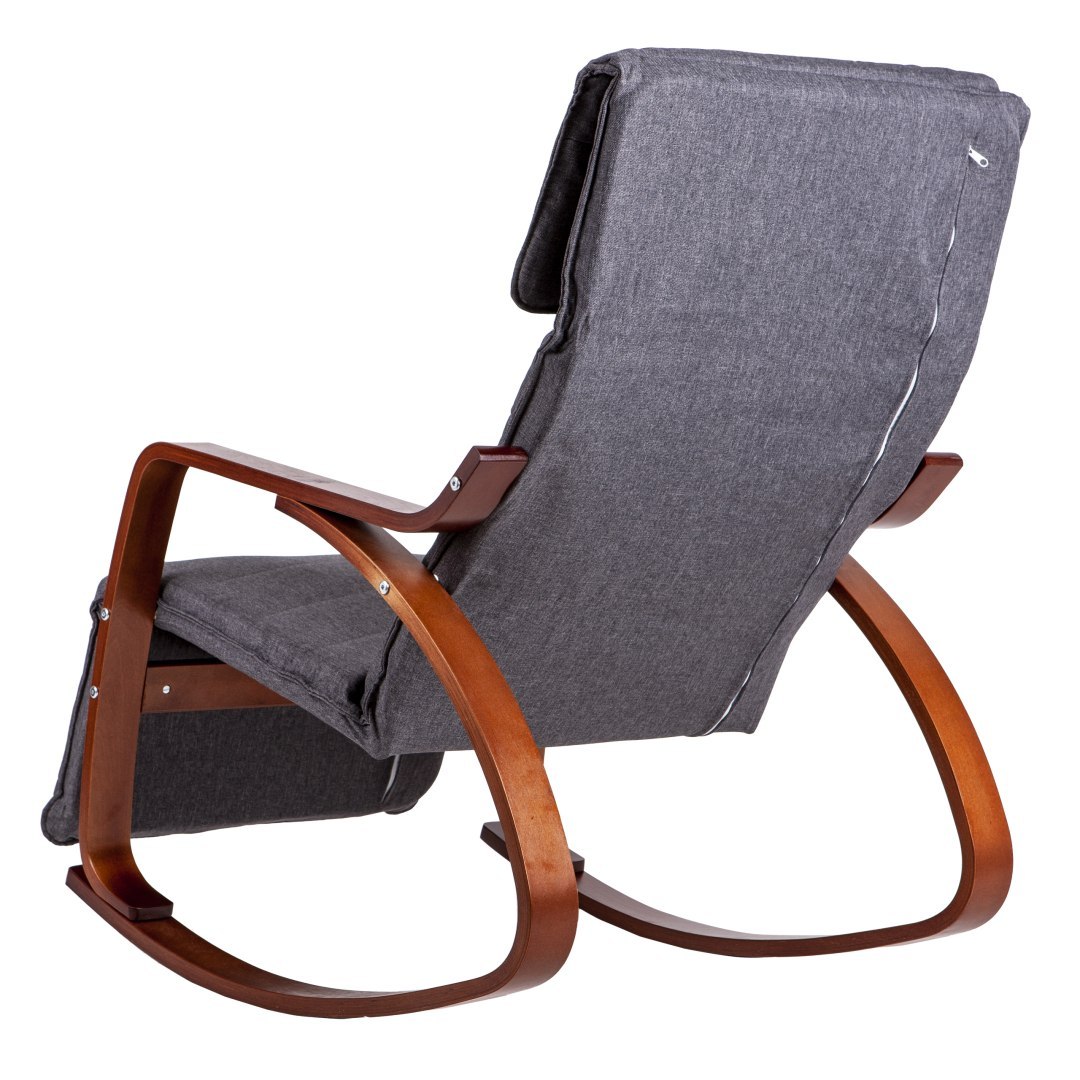 Fotel bujany regulowany podnóżek drewniane ramiona