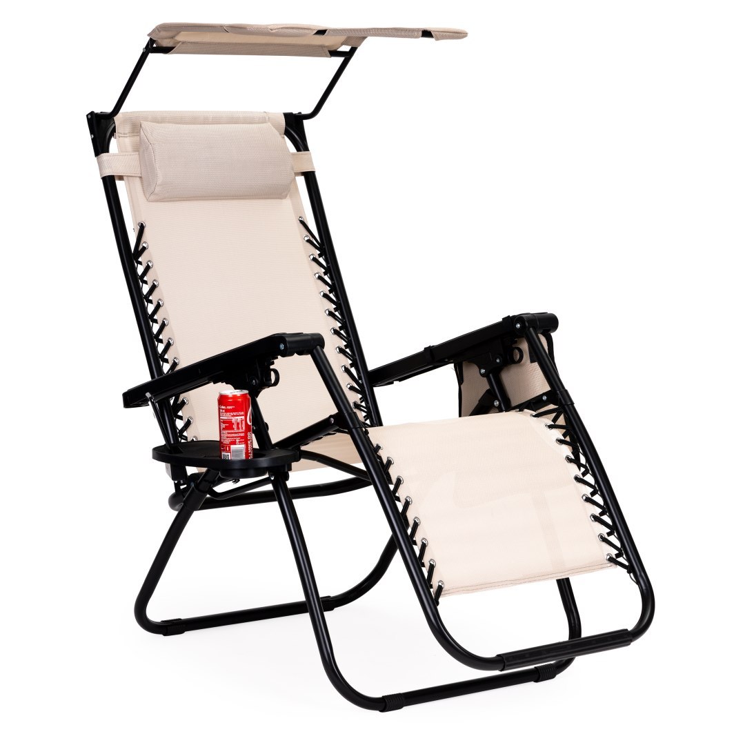 Leżak fotel ogrodowy składany daszek zero gravity