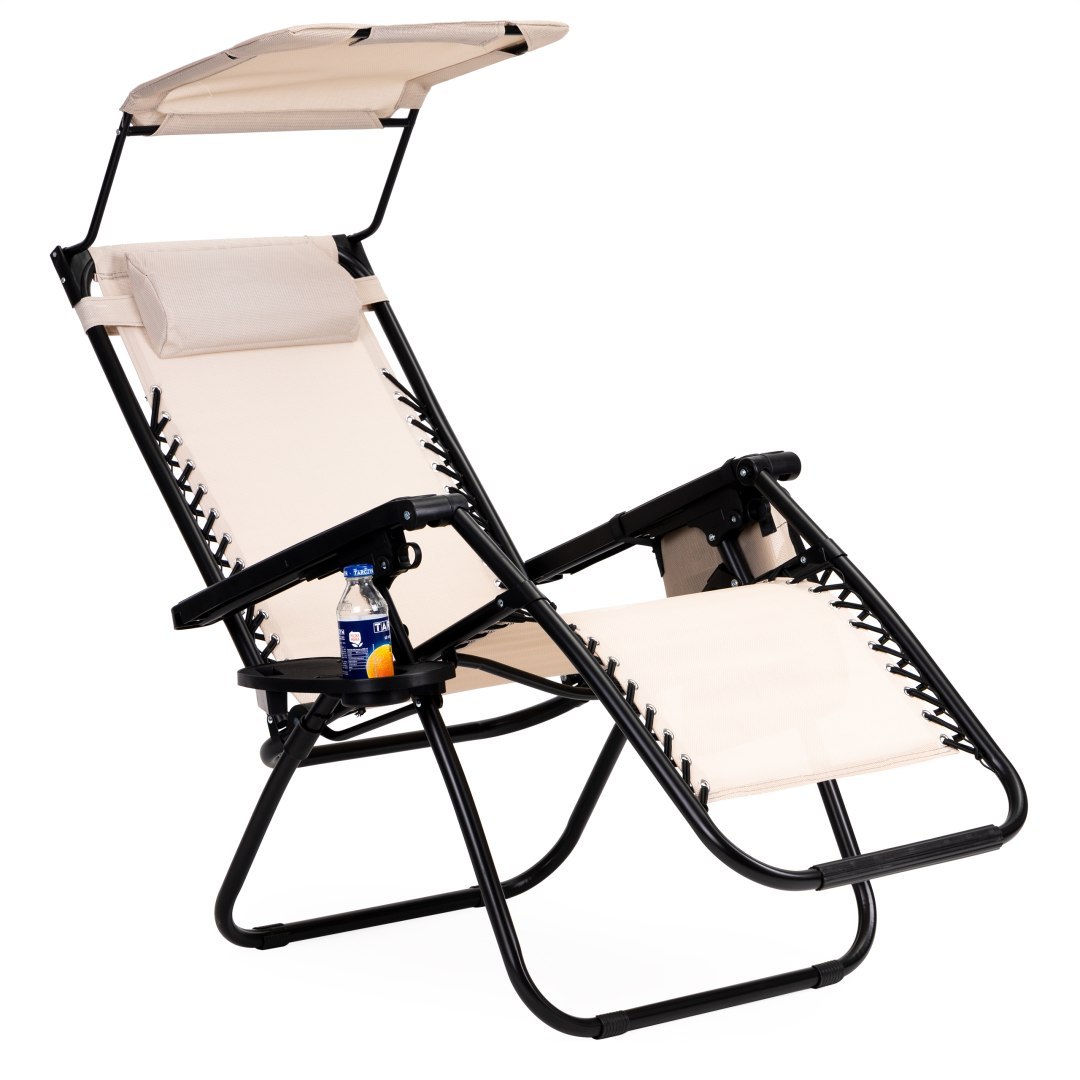 Leżak fotel ogrodowy składany daszek zero gravity
