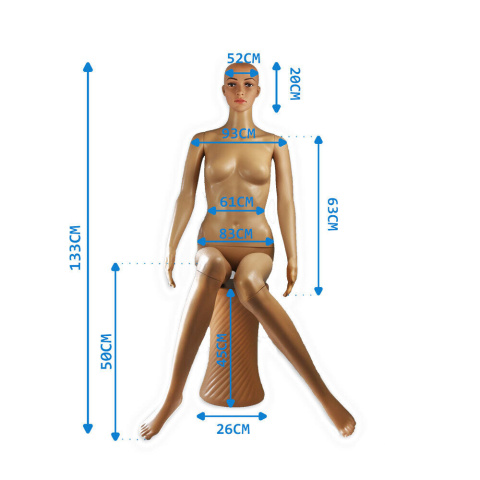 Manekin Damski Sklepowy Na Wystawę Siedzący 133cm Na Siedzisku Kobieta