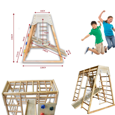Plac zabaw domowy huśtawki drabinki ścianka wspinaczkowa zjeżdżalnia drewno