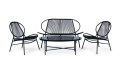 Komplet mebli ogrodowych z rattanu i metalu krzesła ławka i stolik czarny