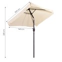 Prostokątny duży parasol ogrodowy skośny łamany z korbą beżowy 200 x 140 cm