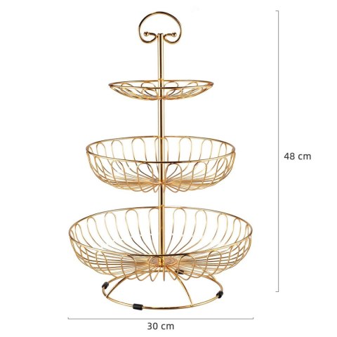 KOSZYK PIĘTROWY PATERA NA OWOCE 3 POZIOMY E-8182 GOLD