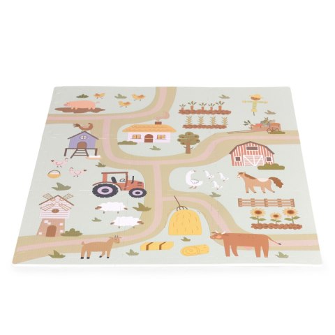 Duża mata piankowa EVA dla dzieci Farma 90,5x90,5 cm 21 el. ECOTOYS