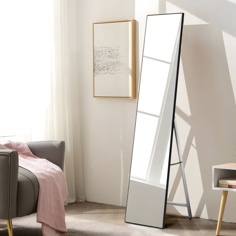 Duże lustro stojące 159 cm aluminium czarna rama ModernHome