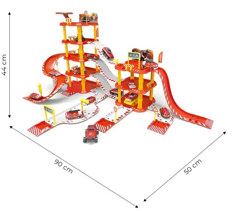 Duży garaż samochodowy straż pożarna 4 poziomy stacja benzynowa 100 elementów