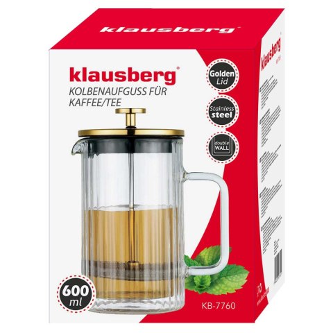 ZAPARZACZ TŁOKOWY DO KAWY/HERBATY TERMICZNY 600ml KLAUSBERG KB-7760