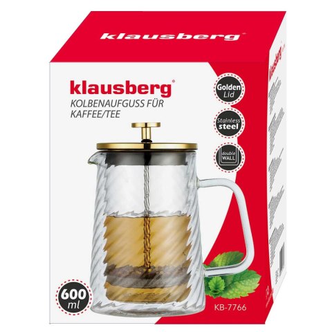 ZAPARZACZ TŁOKOWY DO KAWY/HERBATY TERMICZNY 600ml KLAUSBERG KB-7766