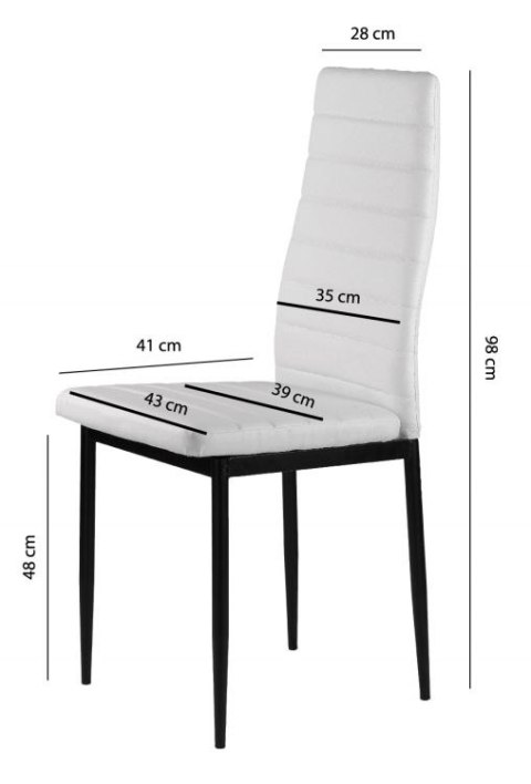 Zestaw 4 krzeseł do salonu jadalni z ekoskóry wyprofilowane oparcie białe