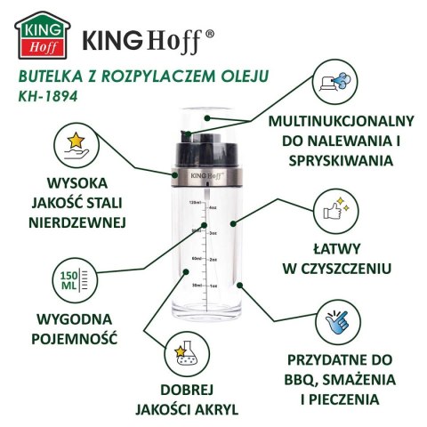 BUTELKA SPRYSKIWACZ DO OCTU I OLIWY KINGHOFF KH-1894