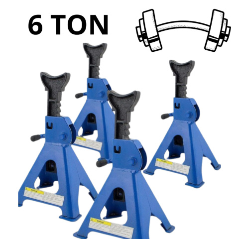Podpory samochodowe 6T 4 szt. – stal, żeliwo, stabilne, warsztatowe