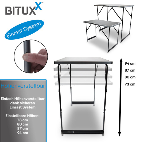 Stół składany BITUXX 3-częściowy 100x60 cm regulowany roboczy