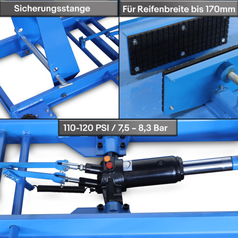 Mocna Hydrauliczna Platforma Motocyklowa 464kg – Podnośnik Warsztatowy, Regulowana Wysokość, 4 Koła, Rampa