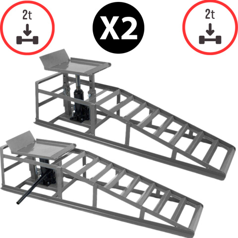 Rampa Hydrauliczna Podnosząca 2 szt. | 4 TONY | Regulowana Wysokość 4 Poziomy