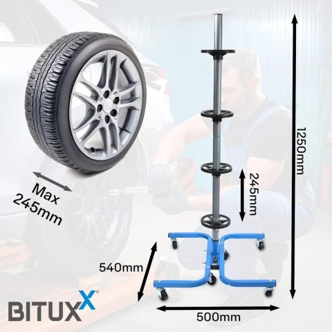 Mobilny stojak na opony Bituxx | Przechowywanie kół 150 kg