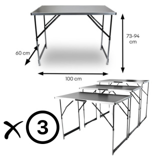 Stół składany BITUXX 3-częściowy 100x60 cm regulowany roboczy