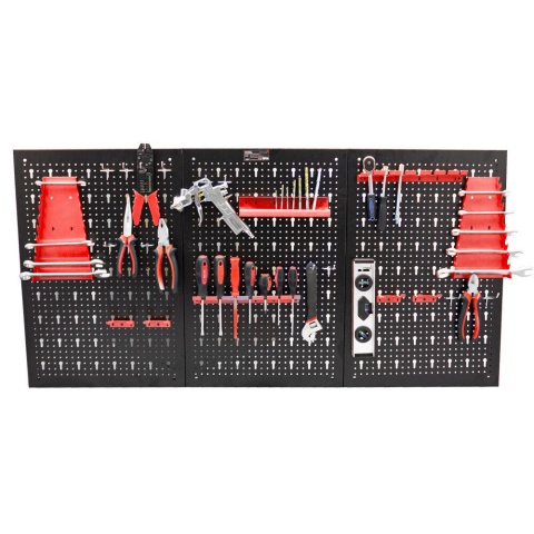 TABLICA ŚCIANKA NARZĘDZIOWA DO GARAŻU 3 CZĘŚCIOWA Czerwona Do Warsztatu