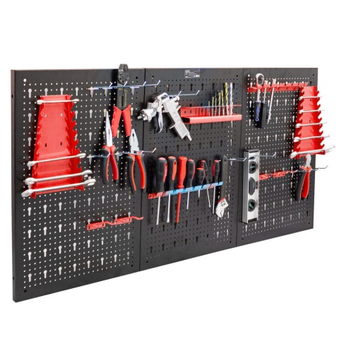 TABLICA ŚCIANKA NARZĘDZIOWA DO GARAŻU 3 CZĘŚCIOWA Czerwona Do Warsztatu