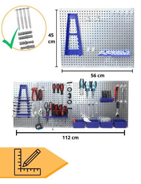 Tablica narzędziowa metalowa bituxx 32 elementy kuwety ściana warsztatowa
