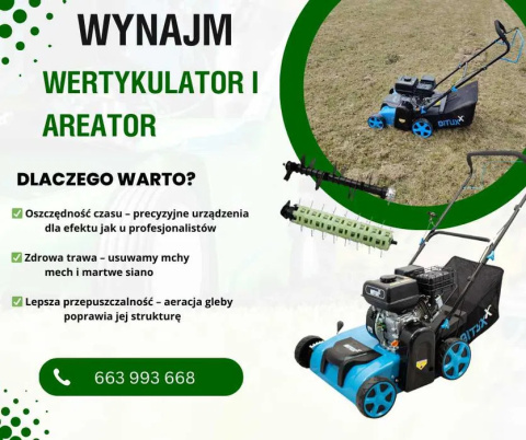 Wynajem 3w1: Wertykulator • Kultywator • Aerator Benzynowy Wynajem 3w1: Wertykulator • Kultywator • Aerator Benzynowy