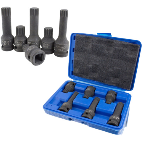 Zestaw Kluczy Udarowych XZN 1/2" 6 Szt. M14-M18 Chromowo-Molibdenowa