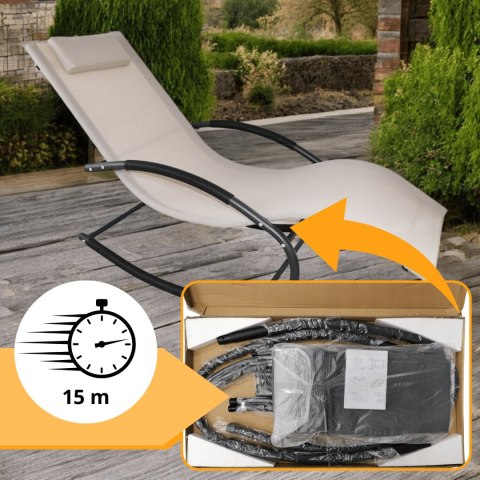Leżak OGRODOWY bujany DESIGNERSKI beżowy textilene 150 kg komplet 2 szt Leżak OGRODOWY bujany DESIGNERSKI beżowy textilene 150 kg komplet 2 szt