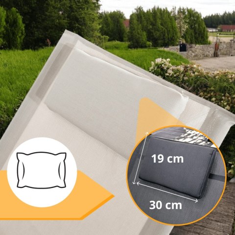 Leżak OGRODOWY bujany DESIGNERSKI beżowy textilene 150 kg komplet 2 szt Leżak OGRODOWY bujany DESIGNERSKI beżowy textilene 150 kg komplet 2 szt