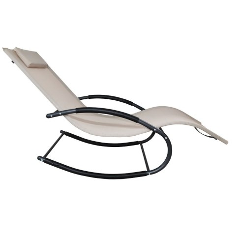 Leżak OGRODOWY bujany DESIGNERSKI beżowy textilene 150 kg komplet 2 szt Leżak OGRODOWY bujany DESIGNERSKI beżowy textilene 150 kg komplet 2 szt