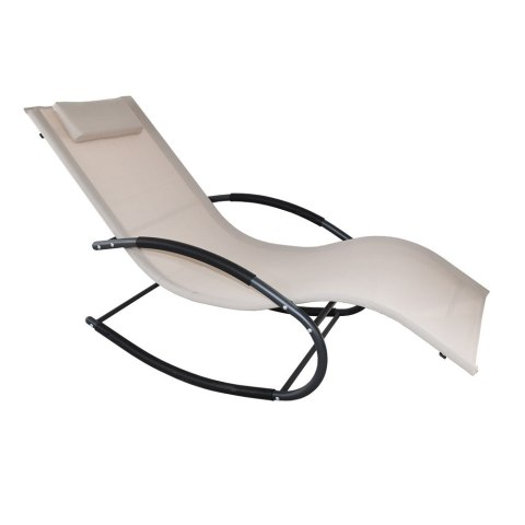 Leżak OGRODOWY bujany DESIGNERSKI beżowy textilene 150 kg komplet 2 szt Leżak OGRODOWY bujany DESIGNERSKI beżowy textilene 150 kg komplet 2 szt