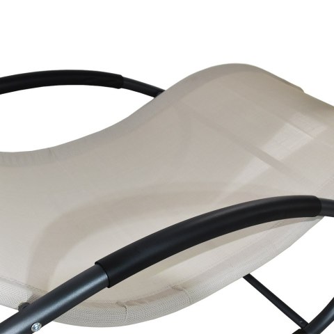 Leżak OGRODOWY bujany DESIGNERSKI beżowy textilene 150 kg komplet 2 szt Leżak OGRODOWY bujany DESIGNERSKI beżowy textilene 150 kg komplet 2 szt