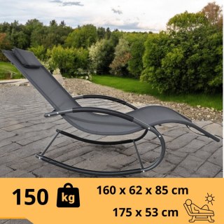 Leżak bujany ogrodowy textilene czarny lekki 9.7kg łatwy transport 2 sztuki