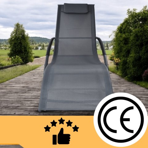 Leżak bujany ogrodowy textilene czarny lekki 9.7kg łatwy transport 2 sztuki Leżak bujany ogrodowy textilene czarny lekki 9.7kg łatwy transport 2 sztuki