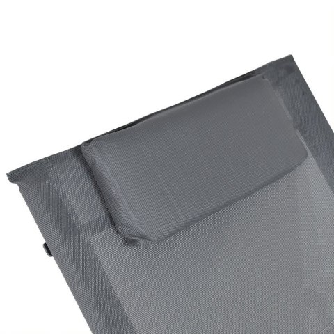 Leżak ogrodowy 160x62 cm textilene stalowy odporny UV 150 kg Szary Leżak ogrodowy 160x62 cm textilene stalowy odporny UV 150 kg Szary
