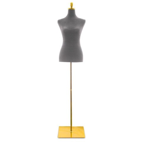 Manekin krawiecki damski szary welurowy regulowany lekki butik stabilny Manekin krawiecki damski szary welurowy regulowany lekki butik stabilny