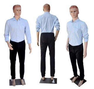 Manekin wystawowy męski pełnopostaciowy 187 cm z głową stabilny