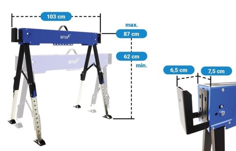 Koziołek warsztatowy składany 600 kg Stojak Roboczy regulacja 62-87 cm