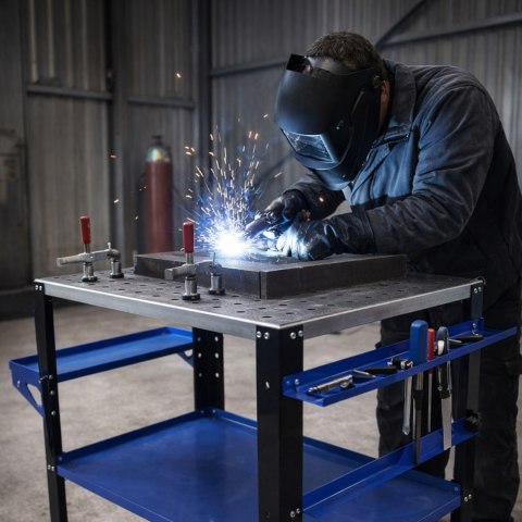 Mobilny Stół Spawalniczy Nośność 250kg Blat Perforowany 81x52x87cm